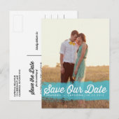 TURQUOISE WATERVERF | BESPAAR DE DATUM-BRIEFKAART AANKONDIGINGSKAART (Voorkant / Achterkant)