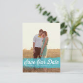 TURQUOISE WATERVERF | BESPAAR DE DATUM-BRIEFKAART AANKONDIGINGSKAART (Staand voorkant)