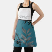 Turquoise Waterverf Black & White Bib Custom Name Schort (Insitu)