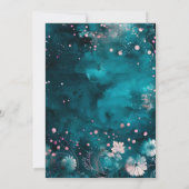 Turquoise Waterverf Bloemige Hemelse Bruiloft Kaart (Achterkant)