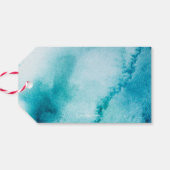 Turquoise waterverf bruiloft bedankkaartjes cadeaulabel (Achterkant Horizontaal)