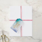 Turquoise waterverf bruiloft bedankkaartjes cadeaulabel (Met Touw)