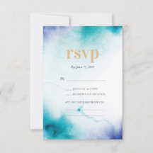 Turquoise Waterverf Bruiloft RSVP kaarten