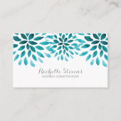 Turquoise Waterverf Chrysanthemums Visitekaartje (Voorkant)