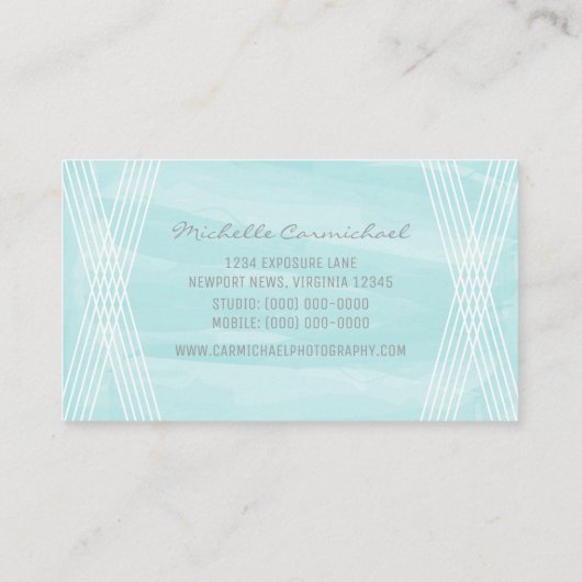 Turquoise Waterverf Deco Visitekaartje (Achterkant)