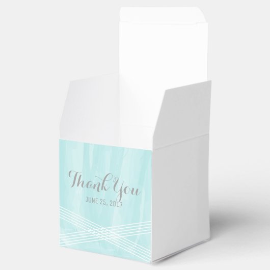 Turquoise Waterverf Deco Wedding Bedankdoosjes (Geopend)