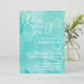 Turquoise Waterverf Elegant Typografie Wedding 2 Kaart (Staand voorkant)