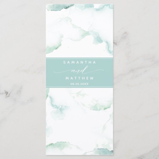 Turquoise Waterverf, Elegant Wedding Menu (Achterkant)