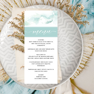 Turquoise Waterverf, Elegant Wedding Menu