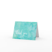 Turquoise Waterverf Elegante Typografie Dank U
