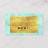 Turquoise Waterverf en faux gouden folie Visitekaartje (Achterkant)