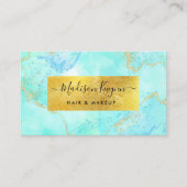 Turquoise Waterverf en faux gouden folie Visitekaartje (Voorkant)