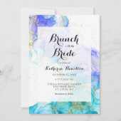 Turquoise Waterverf en Gold Bridal Brunch Kaart (Voorkant)