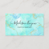 Turquoise Waterverf en Goud Visitekaartje (Voorkant)