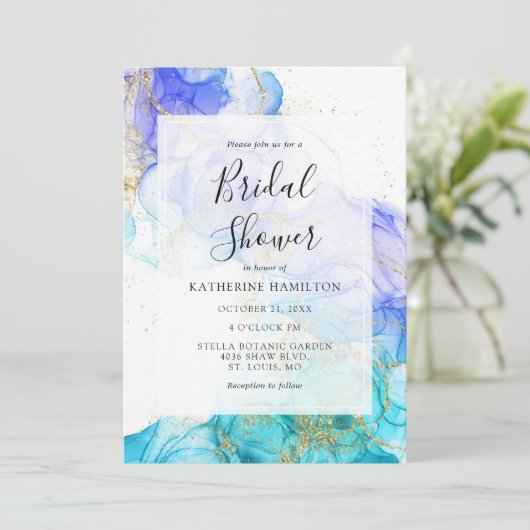 Turquoise Waterverf en Goud Vrijgezellenfeest Kaart (Staand voorkant)