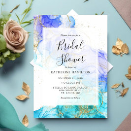 Turquoise Waterverf en Goud Vrijgezellenfeest Kaart