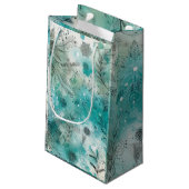 Turquoise Waterverf Ephemera Klein Cadeauzakje (Achterkant Gekanteld)
