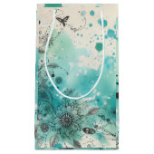 Turquoise Waterverf Ephemera Klein Cadeauzakje (Voorkant)