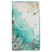 Turquoise Waterverf Ephemera Klein Cadeauzakje (Achterkant)