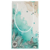 Turquoise Waterverf Ephemera Klein Cadeauzakje (Voorkant)
