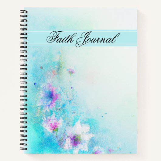 Turquoise Waterverf Floral Faith Journal Notitieboek (Voorkant)