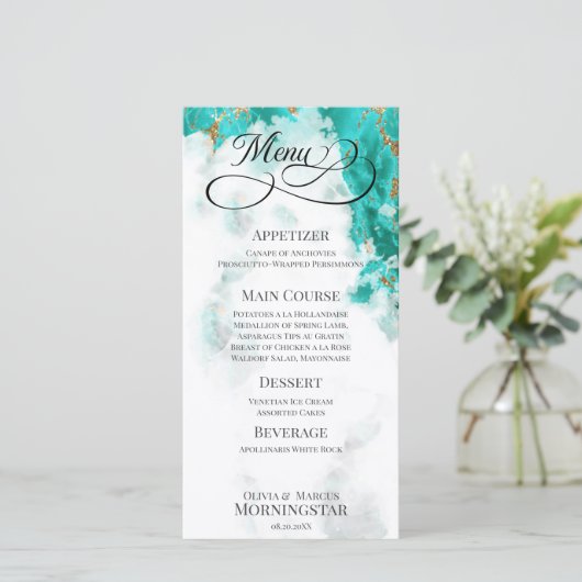 Turquoise Waterverf Geode (Staand voorkant)