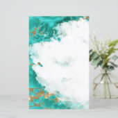 Turquoise Waterverf Geode Blank Stationery (Staand voorkant)