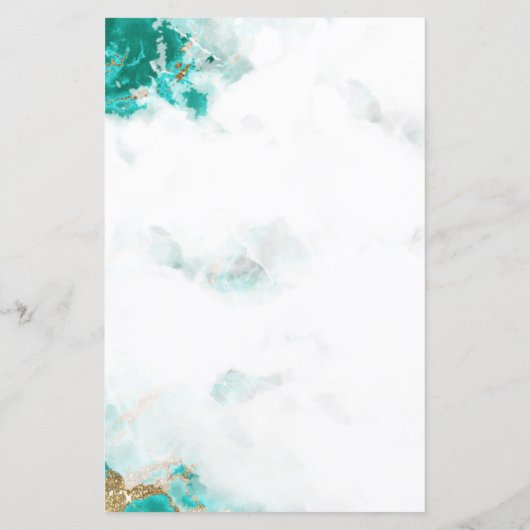 Turquoise Waterverf Geode Blank Stationery (Achterkant)