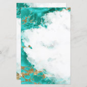 Turquoise Waterverf Geode Blank Stationery (Voorkant / Achterkant)