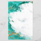 Turquoise Waterverf Geode Blank Stationery (Voorkant)