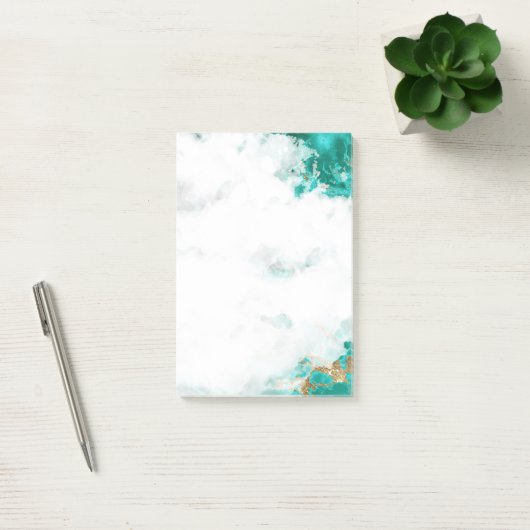 Turquoise Waterverf Geode Post-it Notes (Kantoor)