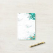 Turquoise Waterverf Geode Post-it Notes (Op bureau)