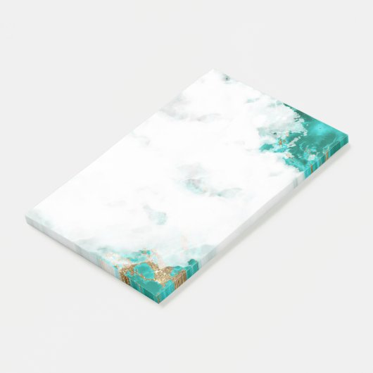 Turquoise Waterverf Geode Post-it Notes (Schuin)