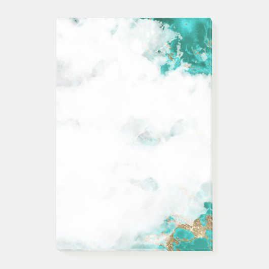 Turquoise Waterverf Geode Post-it Notes (Voorkant)