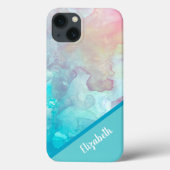 Turquoise Waterverf Gepersonaliseerd Case-Mate iPhone Case (Achterkant)