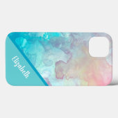 Turquoise Waterverf Gepersonaliseerd Case-Mate iPhone Case (Achterkant (horizontaal))