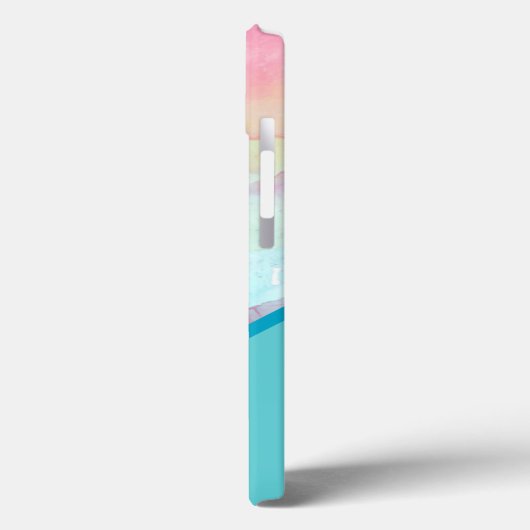 Turquoise Waterverf Gepersonaliseerd Case-Mate iPhone Case (Achterkant / Links)