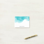 Turquoise Waterverf Gepersonaliseerd Post-it® Notes (Op bureau)