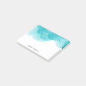 Turquoise Waterverf Gepersonaliseerd Post-it® Notes (Schuin)