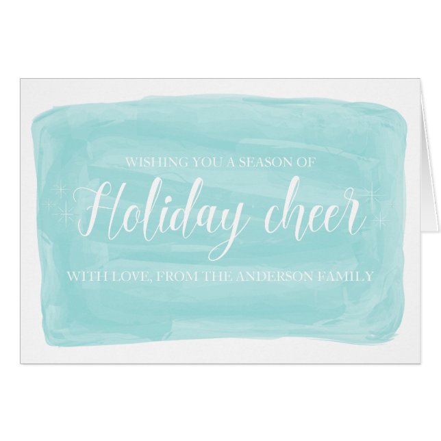 Turquoise Waterverf Holiday Cheer (Voorkant Horizontaal)