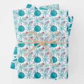 Turquoise Waterverf kerstballen en Snowflake Inpakpapier Vel (In situ)