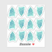 Turquoise Waterverf kerstboom Sticker (Vel)