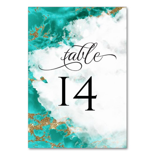 Turquoise Waterverf Marmer Steen Geode BarefootBri Kaart (Voorkant)