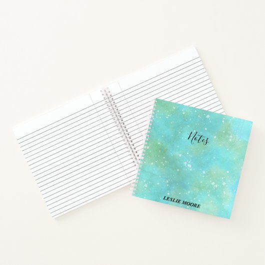 Turquoise Waterverf met witte spatten NOTITIES Notitieboek (Binnen)