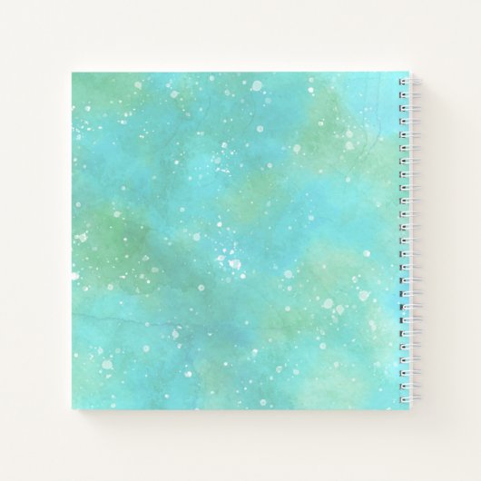 Turquoise Waterverf met witte spatten NOTITIES Notitieboek (Achterkant)