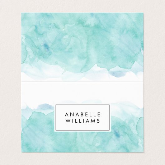Turquoise Waterverf Modern Artist Visitekaartje (Buitenkant ongevouwen)