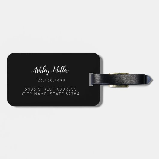 Turquoise Waterverf Monogram Bagagelabel (Achterkant horizontaal)