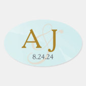 Turquoise Waterverf Monogram Label (Voorkant)