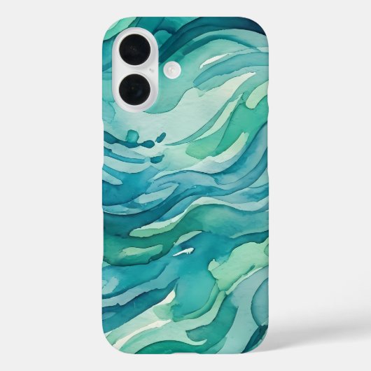 Turquoise Waterverf Oceaan Golven Case-Mate iPhone Case (Achterkant)