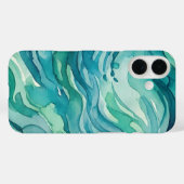 Turquoise Waterverf Oceaan Golven Case-Mate iPhone Case (Achterkant (horizontaal))
